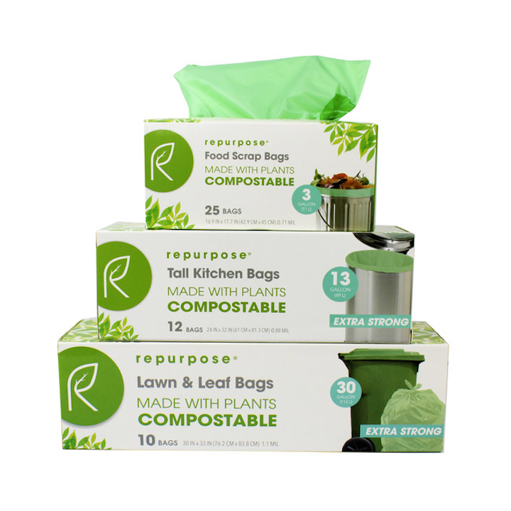 Las bolsas de basura de Repurpose están certificadas por el Biodegradable Products Institute.