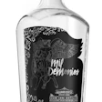 La botella del licor 'Mil Demonios' utiliza acabados especiales con estampados en plata sobre negro y detalles destacados en relieve.