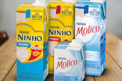 Cartones de leche UHT Molico y Nincho de Nestlé Brasil.