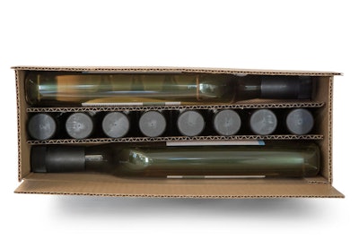 Nueva caja plana para 10 botellas, vista superior.