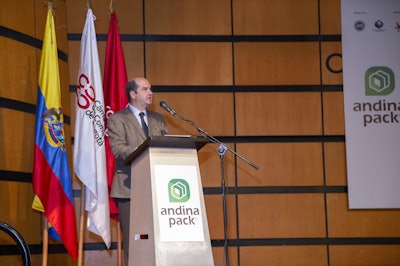 Roberto Vergara Restrepo, director de Negocios Internacionales de Corferias durante el acto de apertura de Andina Pack 2019 en Bogotá.