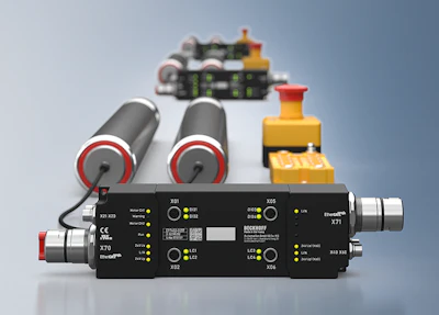 El EP7402 EtherCAT Box de Beckhoff es una fase de salida de motor de dos canales para motores BLDC utilizados en transportadores de rodillos motorizados.