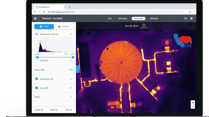 CRC utiliza DroneDeploy para volar y mapear imágenes térmicas y realizar inspecciones térmicas.