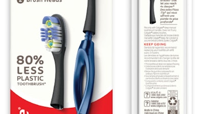 El cepillo de dientes Colgate Keep viene un empaque termoformado de fibra húmeda hecho de caña de azúcar y fibra de madera.