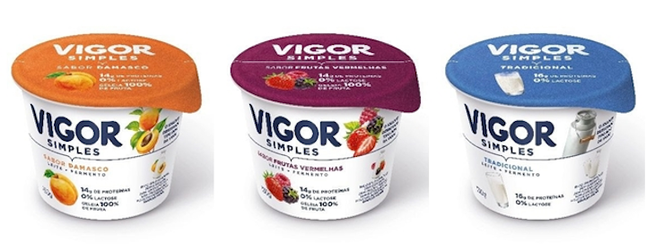 El yogurt Vigor Simples se ofrece en las versiones Tradicional, Durazno y Frutos Rojos. Su nuevo envase sacará este año del mercado 15 toneladas de plástico.
