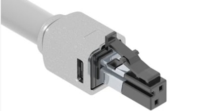 El conector de enchufe blindado Ethernet de un solo par SP1 de Panduit proporciona una terminación de campo simple para un cable de cobre blindado de 1 par de 18 AWG que cumple con las normas ANSI/TIA-568.5 (borrador) SP1 e IEC 61156-13 y -14 (borrador).