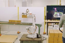 El sistema FreeMove de Veo Robotics es probado aquí con un robot ABB en una operación de paletizado.