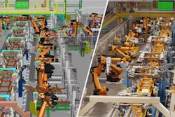 La imagen de lado a lado muestra cómo las visualizaciones de Xcelerator se harán más realistas con las imágenes fotorrealistas de Omniverse.