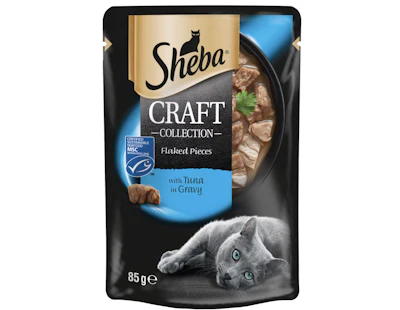 La bolsa para alimento húmedo para mascotas de la marca Sheeba de Mars se lanzó en el mercado europeo y contiene polipropileno apto para alimentos fabricado a partir de residuos reciclados posconsumo, procesado por la solución Trucircle de SABIC y convertido en una película por Huhtamaki.