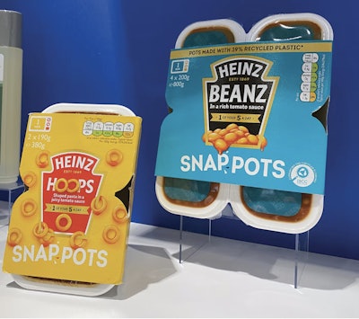 Berry Snap Pots se vio a fines del año pasado en PACK EXPO International. El material utilizado para los pots proviene originalmente de películas flexibles recolectadas por Tesco que han sido recicladas químicamente (avanzadas).