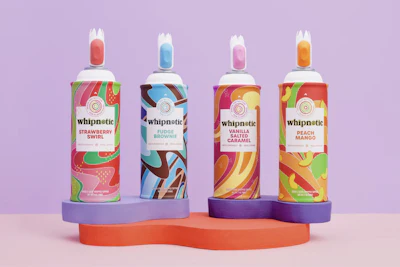 Whipnotic está disponible en cuatro sabores, envasados en latas de aerosol con la nueva tecnología de boquilla patentada de la compañía.