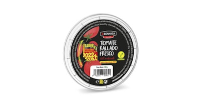 La tapa del envase para tomate rallado fresco de Bonnysa es totalmente biodegradable y compostable.