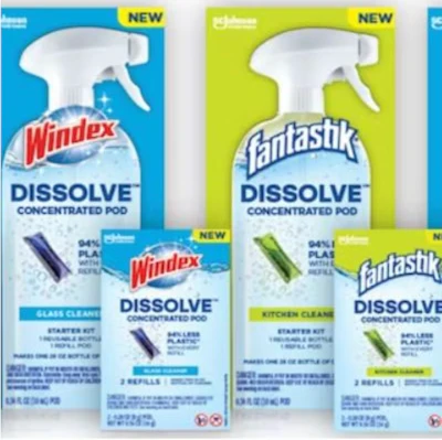 SC Johnson presenta su solución de empaque recargable Dissolve Concentrated Pods para productos seleccionados.