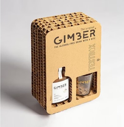 La empresa fabricante de bebidas sin alcohol Gimber empaca en solución de panal corrugado Reboard de 3Motion.