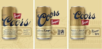 El diseño del empaque de la colección Coors Banquet Legacy incluyó tres diseños de latas, cada uno de los cuales se remontaba a una era diferente del pasado de la marca, una lectura.