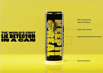 La bebida alcohólica Molson Coors, Simply Spiked, presenta una lata que también funciona como detector de mentiras.