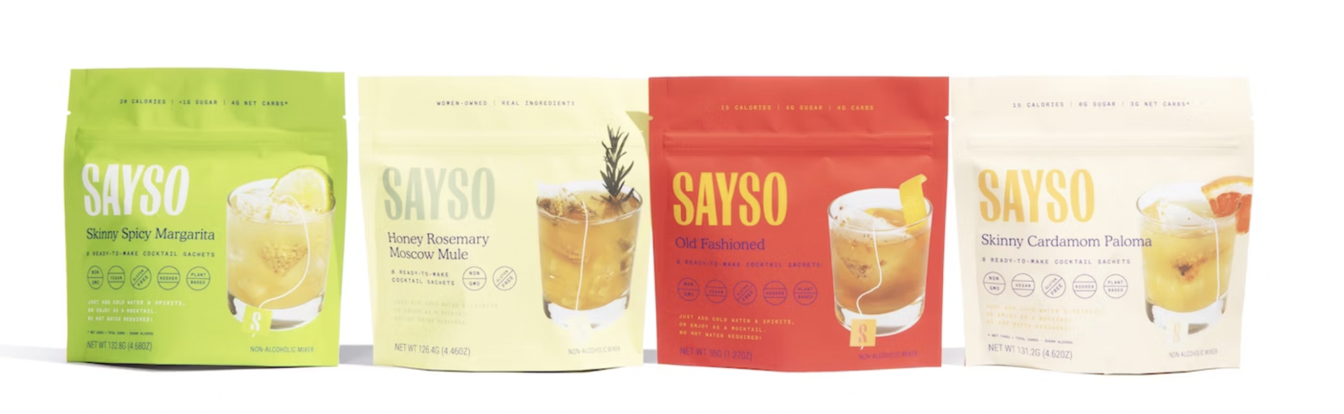 Suministrado por ePac Flexible Packaging, la nueva bolsa parable para los productos de bolsitas de t&eacute; de Sayso est&aacute; hecho de una laminaci&oacute;n de rPET, PET metalizado y PE y tiene un contenido total de PCR del 43,5%.
