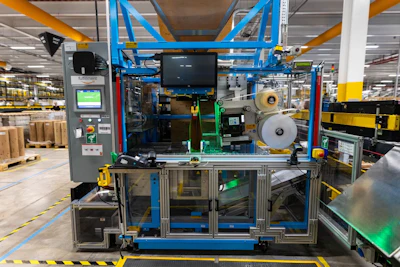 Las nuevas máquinas de embalaje automatizadas de Amazon crean bolsas de papel a medida.