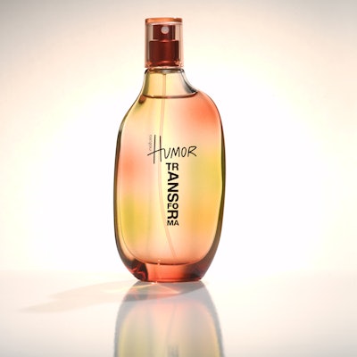 Botella de vidrio personalizadas para el perfume Humor, de Natura. Ganadora del premio WorldStar 2024 en la categoria Salud y Cuidado Personal.