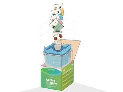 Caja para transporte de huevos de mosquito transmisor de enfermedades tropicales. Ganadora del premio WorldStar 2024 en la categoría Materiales y componentes para empaques.