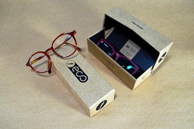 Embalaje de papel reciclado para gafas de sol ChilliBeans. Ganador del premio WorldStar 2024 en la categoría Otros.