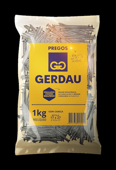 Masterbatch de grafeno a escala industrial para empaques de clavos, de Gerdau. Ganador del premio WorldStar 2024 en la categoría Materiales y componentes de empaques.