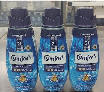 Tapa de color hecha con 100 % de resina postconsumo de empaques flexibles, de Unilever. Ganadora del premio WorldStar 2024 en la categoría Materiales y componentes de empaque.