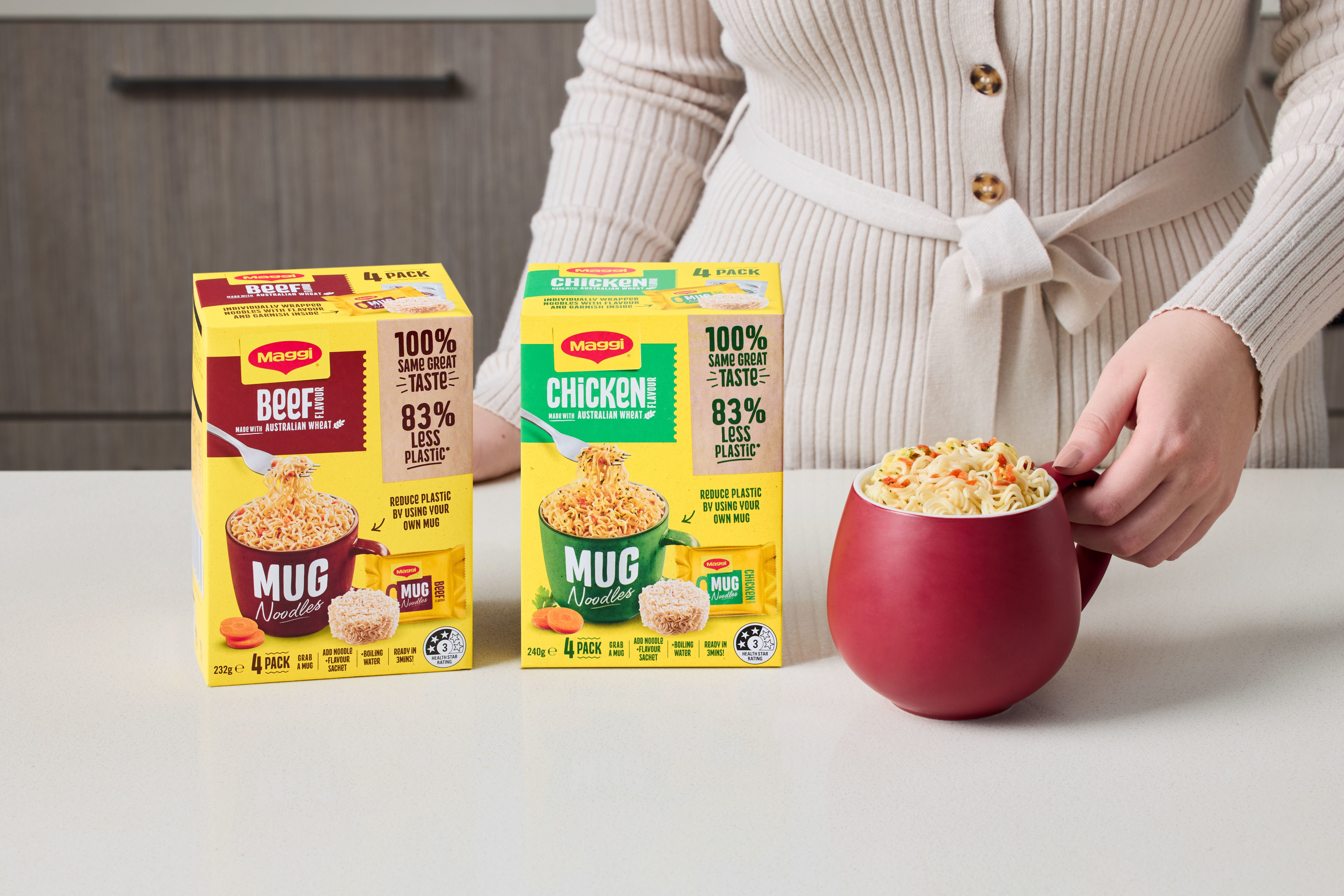 Tanto los fideos en taza Maggi como los fideos de pollo y carne de res de 2 Minutos envueltos en un 50% de pl&aacute;stico reciclado marcan un cambio significativo hacia soluciones de empaque m&aacute;s sustentables en este segmento del mercado de alimentos de preparaci&oacute;n instant&aacute;nea.