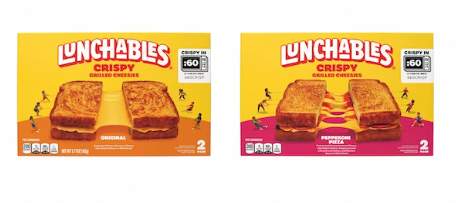 El producto Lunchables Grilled Cheesies est&aacute; disponible en dos variedades, Original y Pepperoni Pizza, ambas con queso americano Kraft Singles.