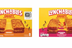 El producto Lunchables Grilled Cheesies está disponible en dos variedades, Original y Pepperoni Pizza, ambas con queso americano Kraft Singles.