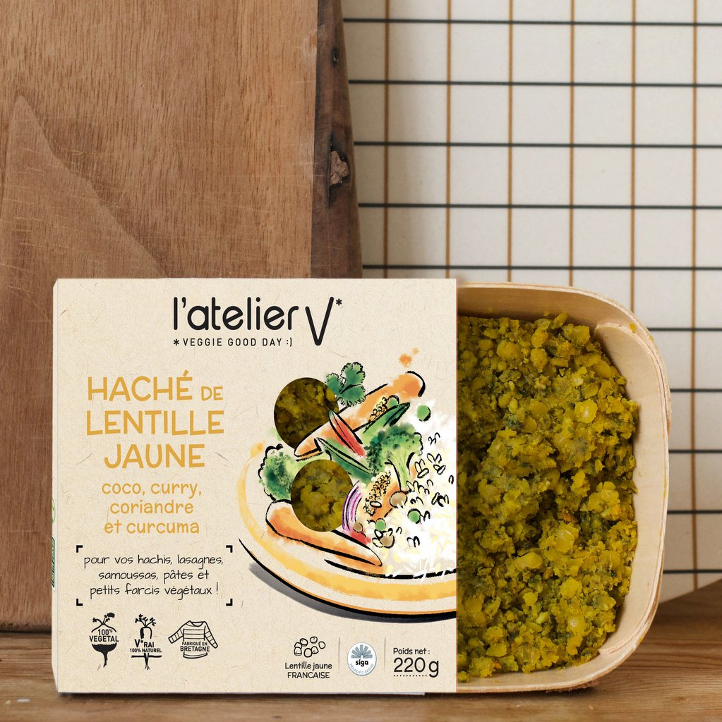 L&rsquo;Atelier V de Francia tiene en el mercado una mezcla de lentejas amarillas con coco, curry, cilantro y c&uacute;rcuma, como muestra de un procesamiento de nivel gourmet por debajo de lo que se considera como ultraprocesado.
