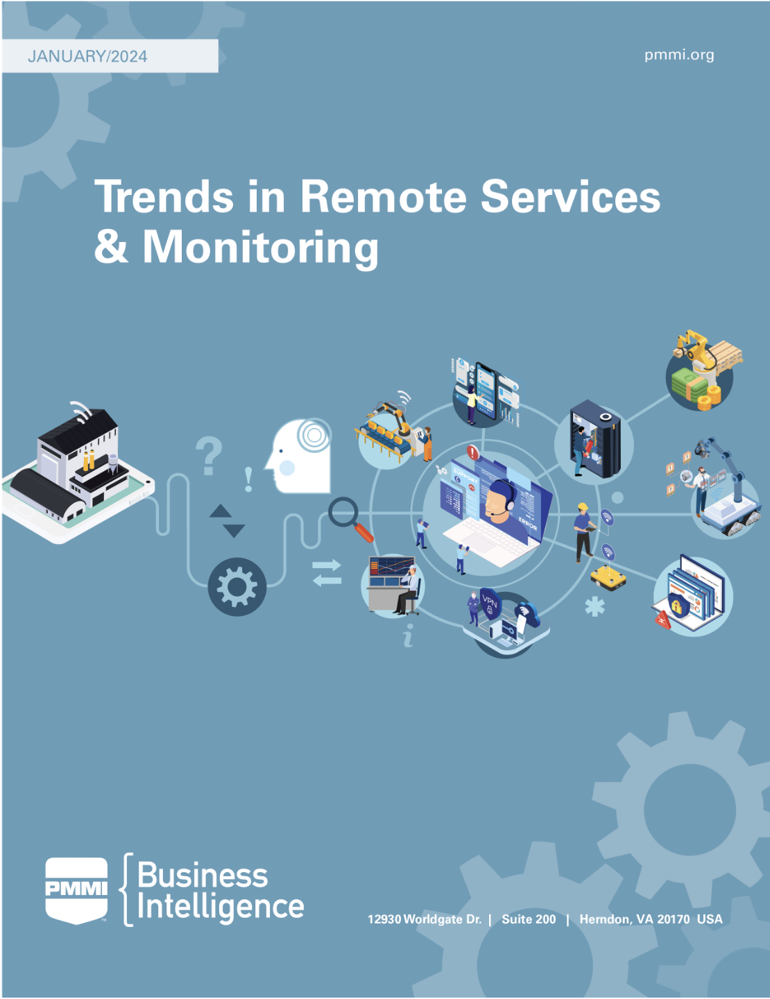 Informe de inteligencia de PMMI '2024 Trends in Remote Services & Monitoring'.