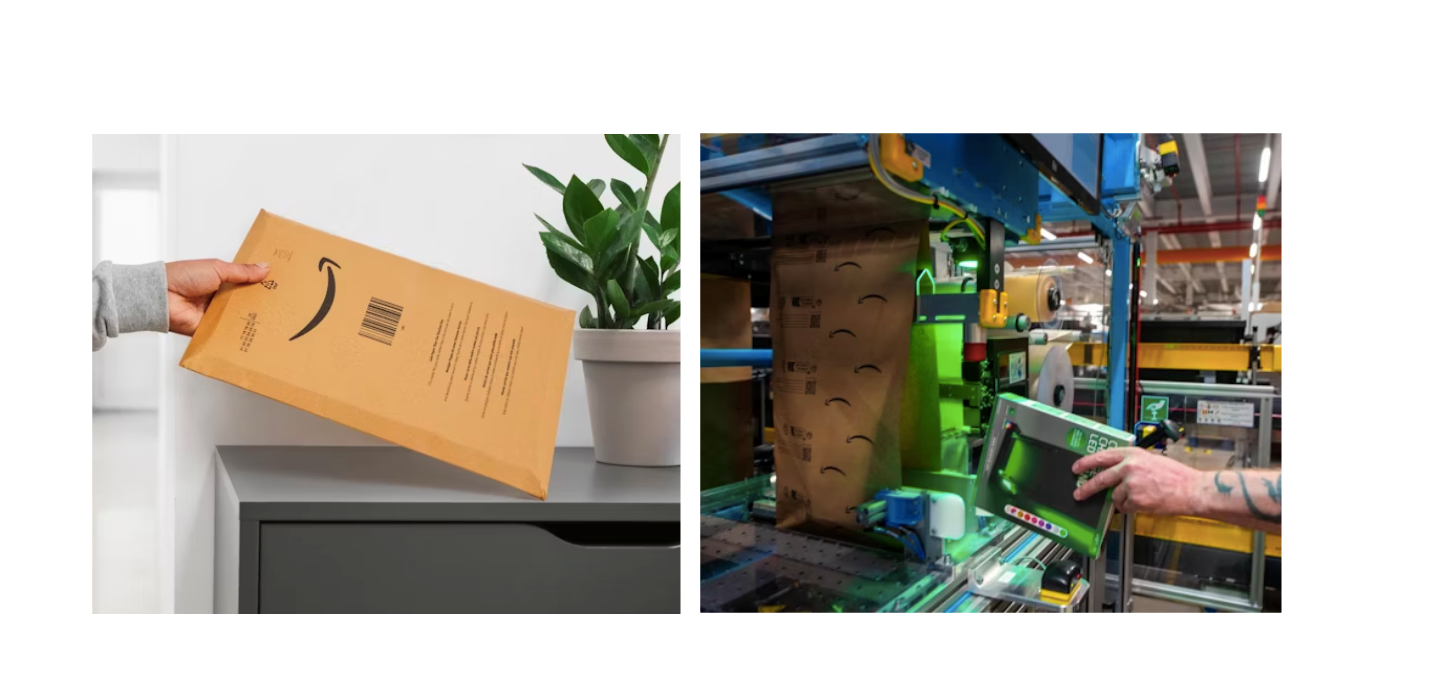 Amazon cambia cajas por sobres de papel.