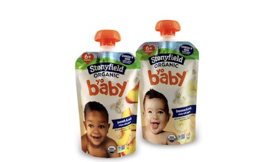 Stonyfield se ha convertido en el primero en utilizar la bolsa con pico CHEERCircle totalmente de polietileno.