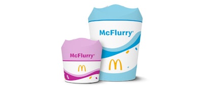 Tanto la versión tradicional como la Mini del popular postre McFlurry se ofrecerán ahora en Estados Unidos en vasos de cuatro solapas que suprime el uso de tapas plásticas