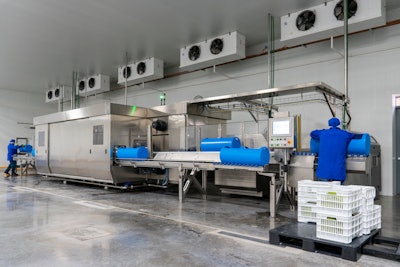 La nueva Hiperbaric 525 instalada en RV Fresh Foods está equipada con 12 intensificadores y una capacidad de 525 litros (150 galones), lo que le permite procesar hasta 8.000 libras de guacamole por hora.