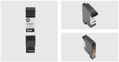 Cartucho HP 2300 de tinta acuosa, diseñado por HP Inc. para garantizar alta legibilidad en materiales porosos en sectores exigentes como el farmacéutico.