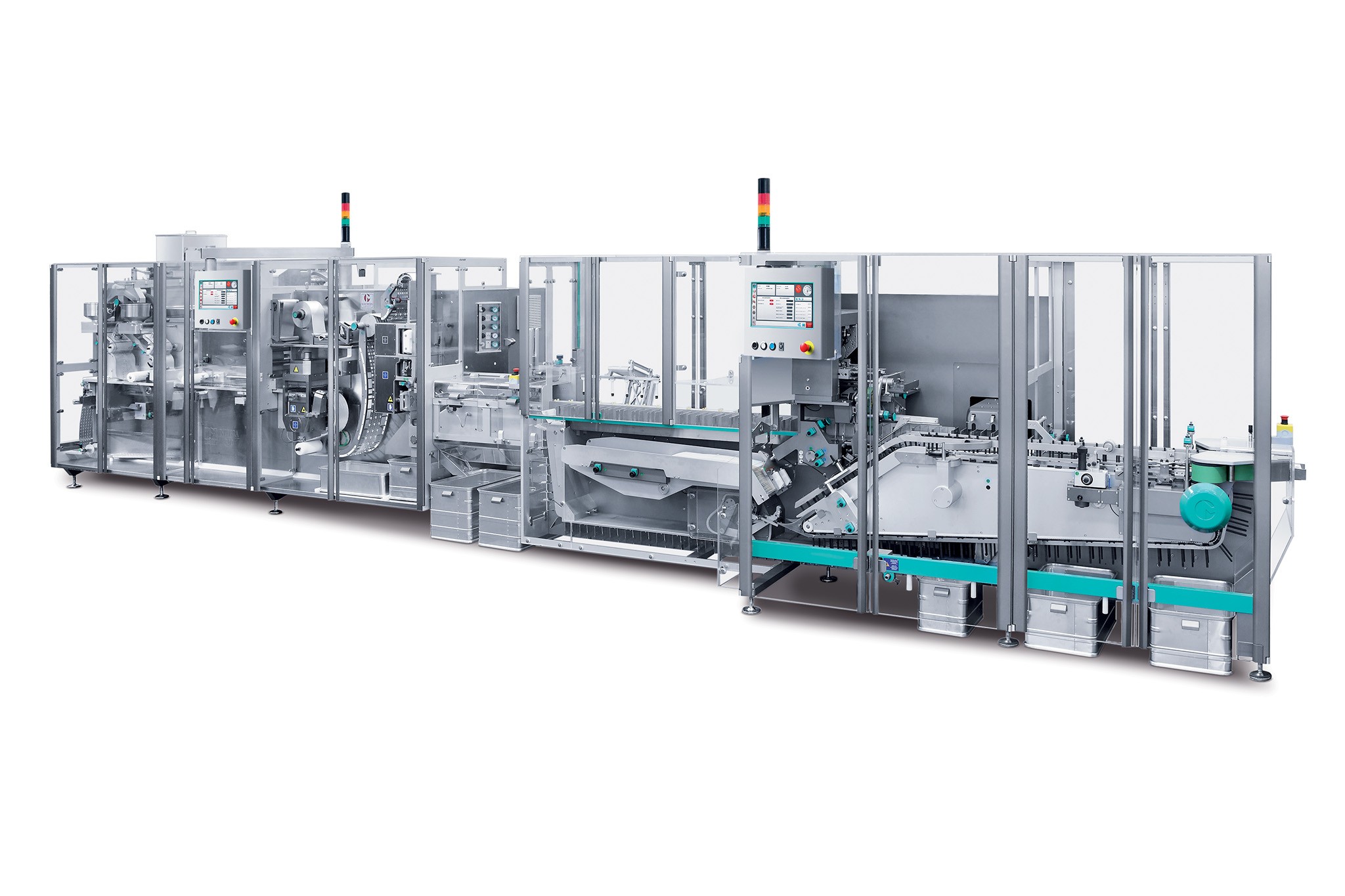 INTEGRA 320: l&iacute;nea monobloque que integra una blistera y una encartonadora para el empaque continuo de productos farmac&eacute;uticos.