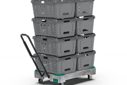 El sistema XpressPickup™ de ORBIS, que se exhibirá en EXPO PACK Guadalajara 2025, combina cajas reutilizables, plataforma rodante y carro versátil para agilizar la preparación de pedidos en tienda.