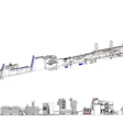 Industrial food processing production line with automated machinery and conveyor systems