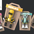 Four Botito eco-guardian robot toys in packaging, in different colors and designs