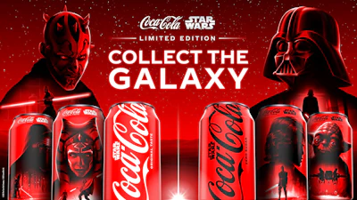 Envases de Coca-Cola con realidad aumentada permite a fanáticos de Star Wars acceder a experiencias digitales.