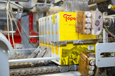 Mediante la implementaci&oacute;n de EcoStitch de Valco Melton, Topo Chico redujo el 55 % de adhesivo en el pegado hot melt de cajas con botellas de agua.