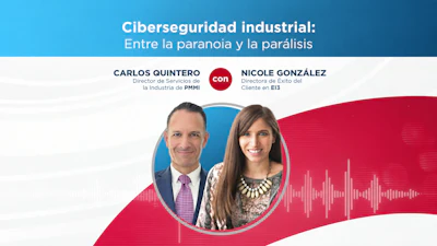 Industrial cybersecurity webinar featuring Carlos Quintero and Nicole González discussing risk management strategies