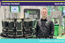 Jeremy Peterson from High Tek USA demonstrates multi-head specimen auger equipment at Pack Expo booth N-6149
