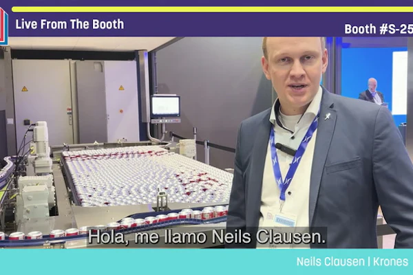 Neils Clausen from Krones speaks live from Pack Expo booth S-2536, demonstrating packaging equipment