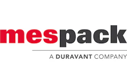 Mespack logo, a Duravant company, featuring red and gray wordmark