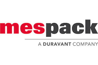Mespack logo, a Duravant company, featuring red and gray wordmark
