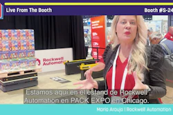 Woman presenter at Rockwell Automation booth during Pack Expo Chicago trade show demonstration