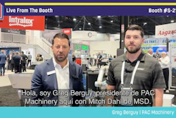 Greg Berguy, president of PAC Machinery, interviewed with Mitch Dahl of MSD at Pack Expo booth S-2147